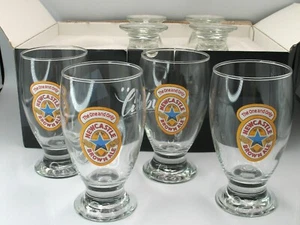 Lot of 4 Newcastle Brown Ale Footed Pint Glasses The One and Only NEW OLD STOCK - Picture 1 of 4