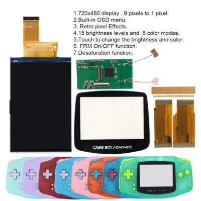 MARKENLOS Hispeedido GBA IPS LCD V5 720X480 Backlight KIT For Game Boy Advance W/Housing