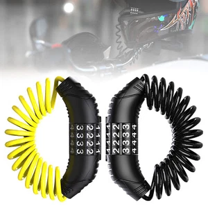 Combination Bike Cable Lock - 4 Digit Long Coiled Security Cable Lock Anti-Theft - Picture 1 of 10