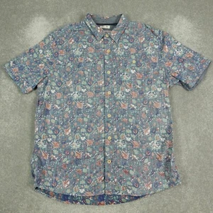 Fat Face Shirt Mens Large Blue Floral Patterned Classic Short Sleeve Button Up - Picture 1 of 9