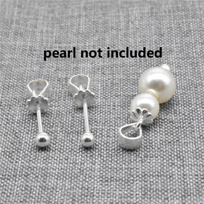 4 fianzas de pellizco con tornillo de flor de plata de ley 925 con extremo de bola roscado Foto 1 de 4