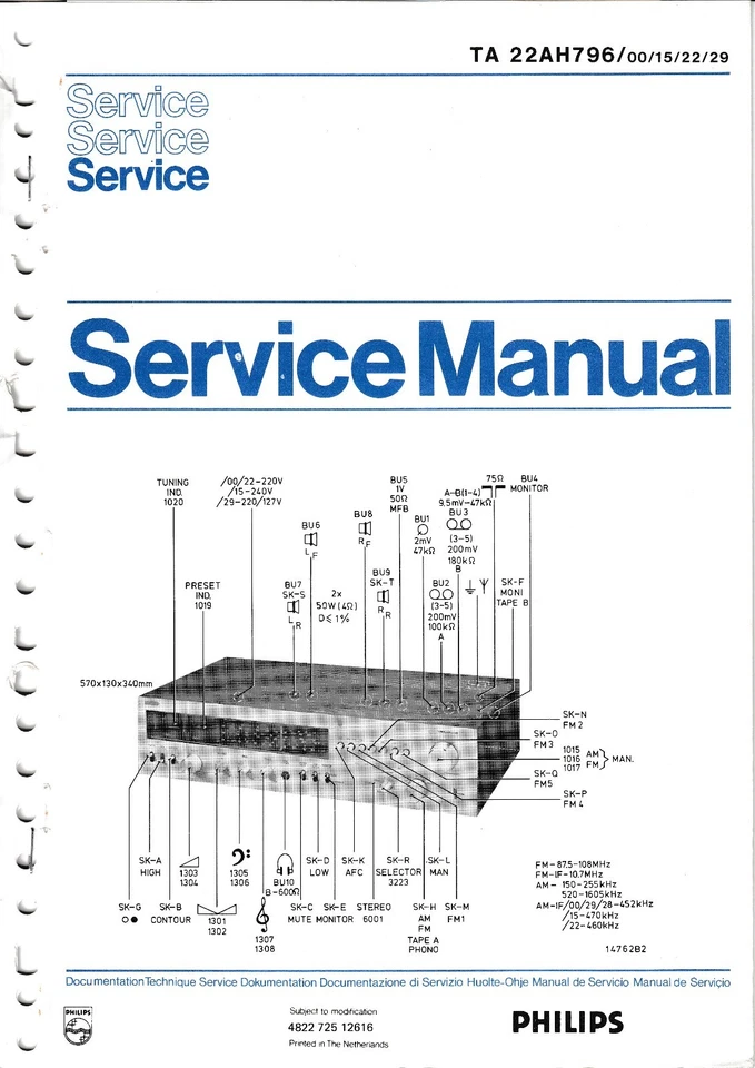 Manuale Di Servizio Per Philips TA 22 AH 796 - Immagine 1 di 1