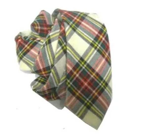 Corbata Probada Blanco Lana Cuadros Escoceses Corbata Blanco Negro Rojo Slips M Italy - Imagen 1 de 2