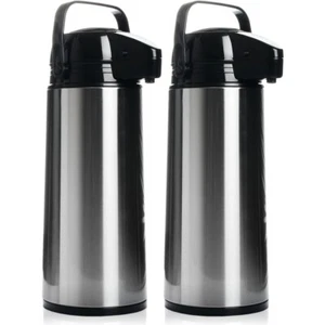 2x Pumpkanne 1,8L Isolierkanne Isolierflasche Kaffeekanne Edelstahl Thermo Kanne - Bild 1 von 9