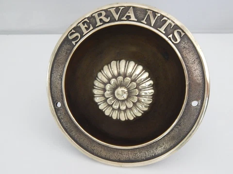 Antique Victorian large 6" inch reclaimed Brass " Servants " call Bell Cover