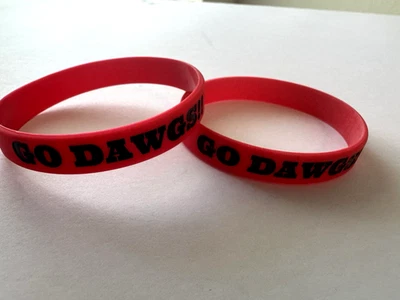 Set of 2 Georgia Bulldogs NCAA Wristbands Bracelets "UGA - GO DAWGS" - Image 1 of 4