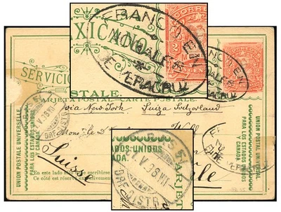 MÉXICO 1896 2¢ MULITA PSTN Q5 MAYO 1898 - BASILEA PC82Q5 Foto 1 de 4