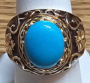 STERLINGSILBER*TÜRKIS*EMAILLE RING*VERMEIL*VINTAGE*BLUMEN*GR.8,5* - Bild 1 von 10