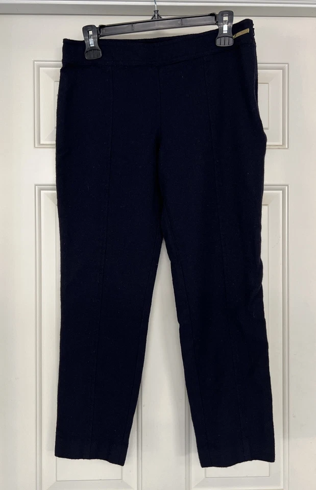 TORY BURCH Women’s Navy Wool Dress Pants Size 8 Unlined Side Zip Crop Preppy - Image 1 of 4