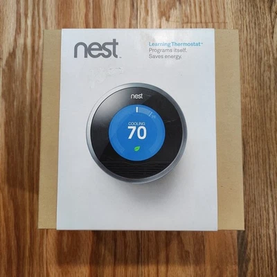 Nest 1st Gen T100577  Learning Thermostat - Silver - Image 1 of 4