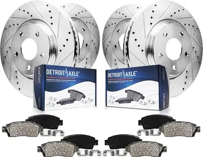 Front & Rear Drilled Rotors + Brake Pads for Dodge Ram 1500 Durango Chrysler.. Foto 1 de 4