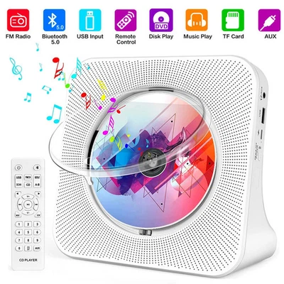 CD Player Tragbar mit Bluetooth HiFi Lautsprecher Fernbedienung FM-Radio AUX/USB - Bild 1 von 4