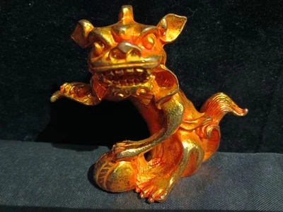Estatua X14 de cobre tibetano de buena calidad hecha a mano *mítica bestia Foo Dog* Foto 1 de 4