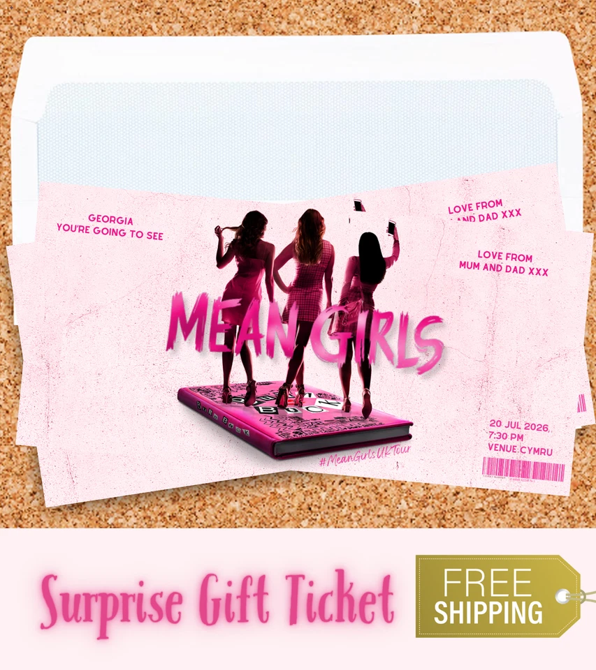NEWHOUSE LABELS MEAN GIRLS Musical Theatre Gift Ticket Custom Surprise Christmas Reveal Voucher