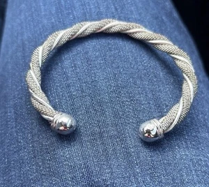 Tiffany & Co Sterling Silver .925 Twist Wire Mesh Cable Cuff Bracelet Vintage - Picture 1 of 10