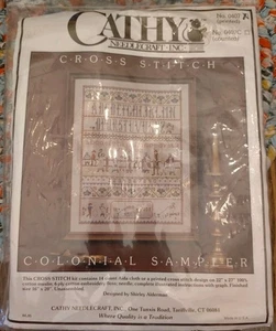 Cathy Needlecraft Colonial Sampler 0407 Printed Cross Stitch Kit - Picture 1 of 5