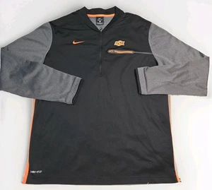 Oklahoma State Black Gray 1/4 Zip Long Sleeve Pullover Nike Dri-Fit Men's Large - Picture 1 of 5