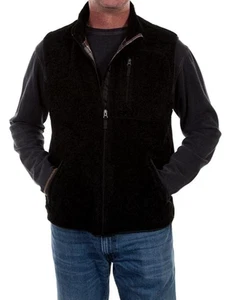 Scully Reversible Black Sherpa to Quilted Plaid Western Zip Vest Jacket Sz M - Picture 1 of 9