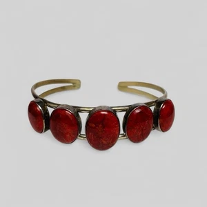 Jay King DTR Sterling 925 Silver Red Coral Cuff Bracelet 6.5 in - Picture 1 of 7