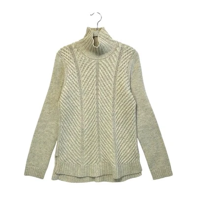 Suéter para mujer Vince Yak mezcla de lana Chevron tejido cuello alto talla M beige de lujo Foto 1 de 4