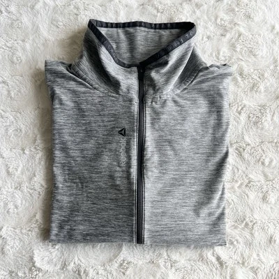 Camiseta Reebok Pulôver Feminina Cinza Médio Speedwick Quarto Zíper Elástico Atlético - Imagem 1 de 4