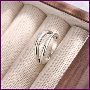 New in 925 Sterling Silver Geometry Simple Adjustable Rings For Women Luxury - Picture 1 of 24