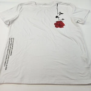 Manfinity White Rose Shoulder Graphic Print Short Sleeve Shirt Mens Size Medium - Picture 1 of 7