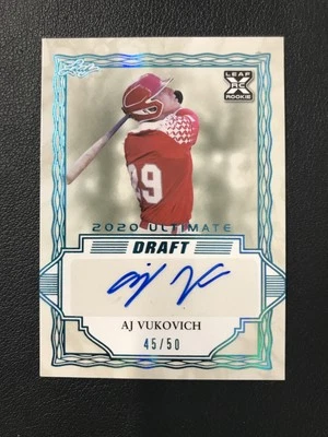 2020 Leaf Ultimate #BA-AJV AJ Vukovich Rookie Auto Platinum Spectrum /50 - Image 1 of 2