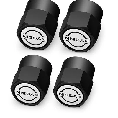 Compatível com Nissan 4 peças tampas de haste de válvula de pneu conjunto de alumínio anodizado preto - Imagem 1 de 4