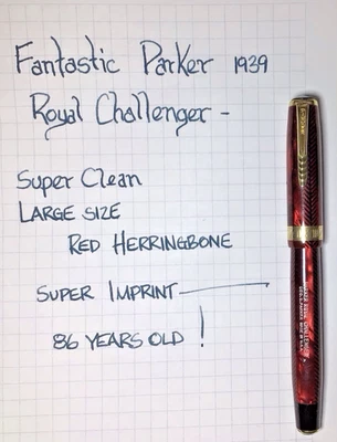 Parker Royal Challenger Red Herringbone Large Size Excellent Condition Restored - Image 1 of 4