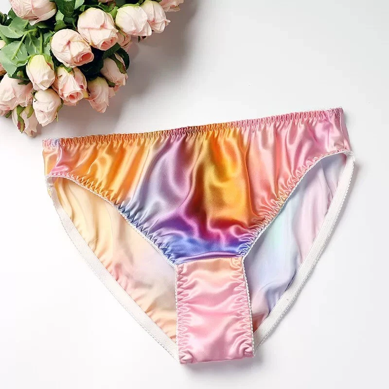 Lote de 4 pares de bragas calzoncillos ropa interior lencería 100 % seda cintura media para mujer Foto 1 de 4