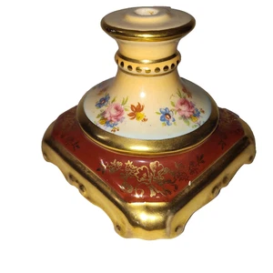 Base de lámpara de porcelana pintada a mano de colección - motivo floral con adornos dorados - Imagen 1 de 6
