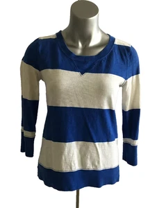 J.Crew Top Womens Top Size Extra Small Blue White Rugby Striped Spindrift Preppy - Picture 1 of 7