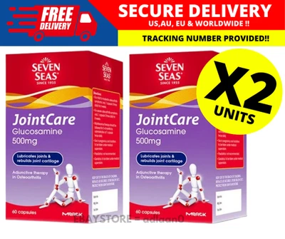 CÁPSULAS AÑOS 60 Seven Seas Cuidado Articular Glucosamina 500mg Apoyo a la Salud Articular (X 2) Foto 1 de 4