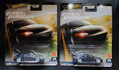 Hot Wheels Fast & Furious Premium 1993 Honda Civic cupé EX EJ1 lote de 2 Foto 1 de 2