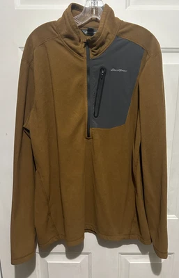 Eddie Bauer Fleece Mens Brown First Ascent Fleece 3/4 Zip Outdoor Hiking XLT - Image 1 of 4