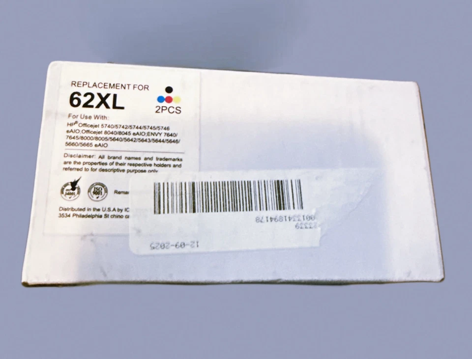 Cartucho de tinta negro genuino HP 62XL C2P05AN alto rendimiento OEM sellado exp: 10/23 Foto 1 de 1