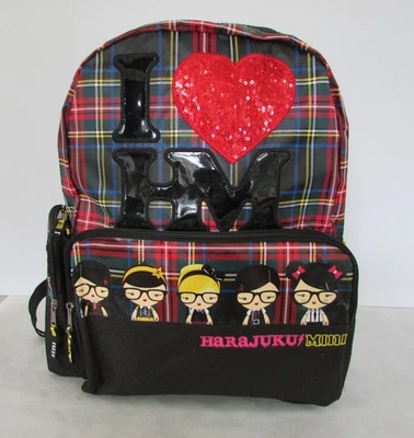 Harajuku Mini Backpack Bag Gwen Stefani Kawaii Anime Plaid NWT - Image 1 of 4