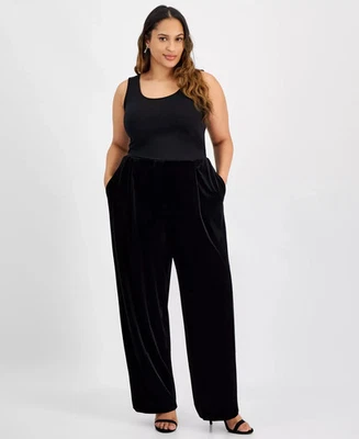 Pantalones para mujer Kasper talla grande talla 1X terciopelo pierna ancha Foto 1 de 3