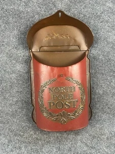 Christmas North Pole Post Box, Tin Display Mailbox, Rustic Decor, Creative Co-Op - Picture 1 of 5