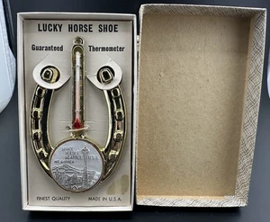 Vintage Seattle Space Needle Lucky Horse Shoe Thermometer In Box - Picture 1 of 13