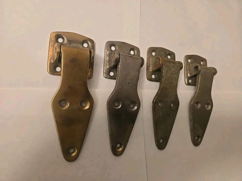 Juego de 4 bisagras antiguas de latón macizo para caja de hielo de 5"  Foto 1 de 4