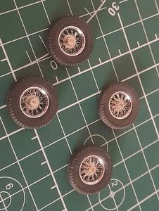 4x 1/43rd scale Rubber Car Tyres With Spikes Wheels Model Cars Largest Size 2cm - Picture 1 of 5