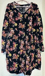 ART CLASS Girls Dress Size M (7/8) Black Floral Button Down Long Sleeve GUC  - Picture 1 of 4