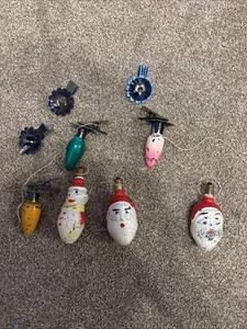Vintage Christmas Bundle Of Bulbs Santa Snowman Green Yellow Pink  Vesta 20V - Picture 1 of 12