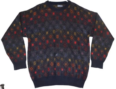 Vintage Jantzen Sweater Mens Large Geometric Crewneck Pullover 90s Acrylic - Image 1 of 4