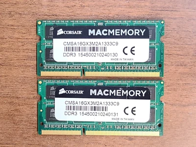 ORIGINAL CORSAIR MACMEMORY 16GB 2x8GB 1333MHz DDR3 MEMORY RAM CMSA16GX3M2A1333C9 - Image 1 of 2
