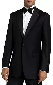 Men's Black Tuxedo. Size 48 Long Jacket & 43 Pants. Formal, Wedding, Prom, Dress - Picture 1 of 2