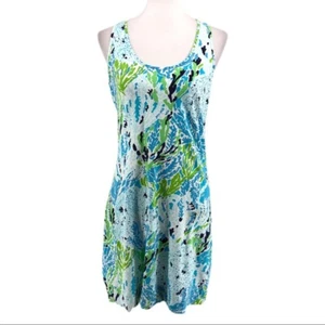 Women's Lilly Pulitzer Blue Green Printed Sleeveless Dress sz M - Picture 1 of 8