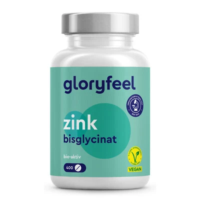 GLORYFEEL GMBH Zink-Bisglycinat - 400 Tabletten - 25mg Zink pro Tablette - Premium Zink-Chelat